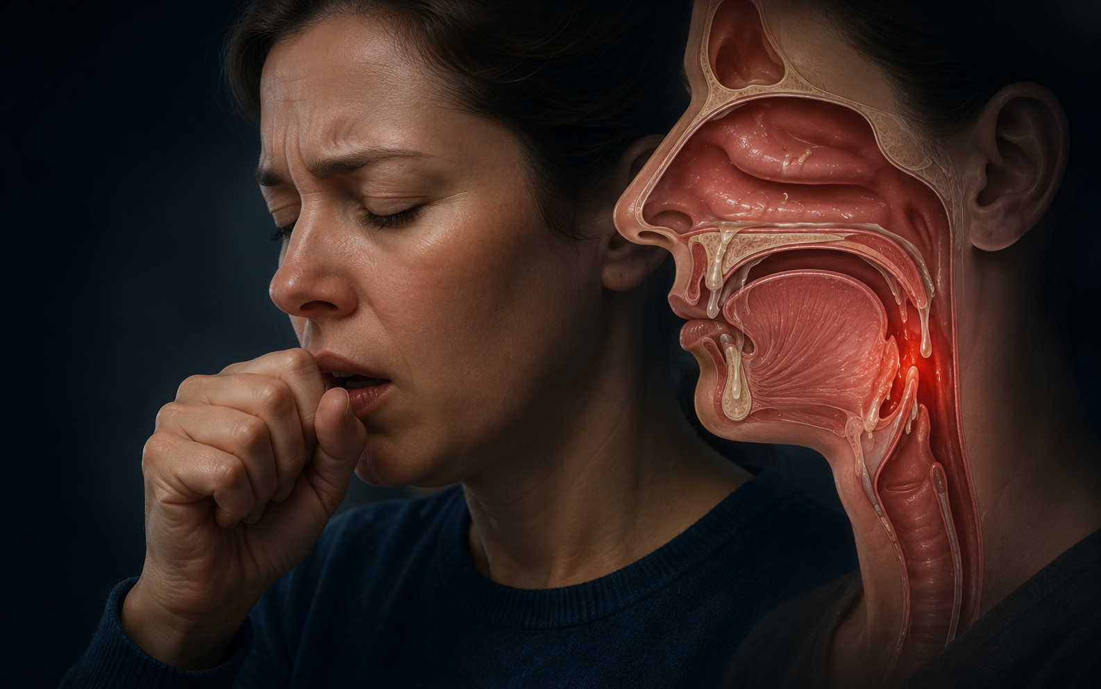 Post nasal drip and throat clearing patient education visual